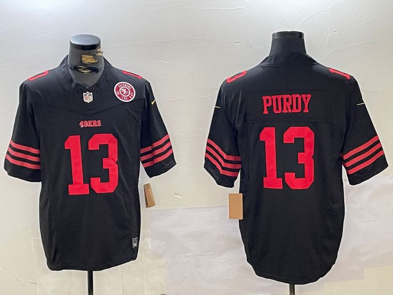 Men San Francisco 49ers 13 Purdy Black Three generations 2024 Nike Vapor Limited NFL Jersey style 2
